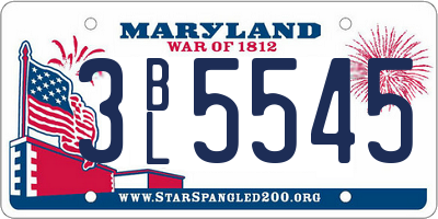 MD license plate 3BL5545