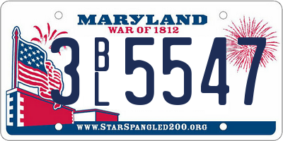 MD license plate 3BL5547