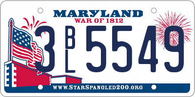 MD license plate 3BL5549