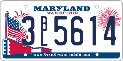 MD license plate 3BL5614