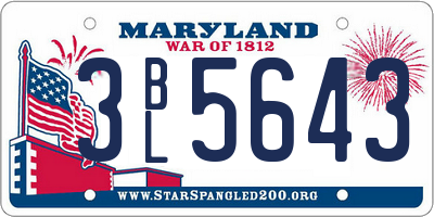 MD license plate 3BL5643