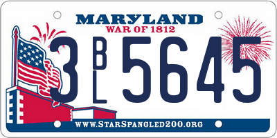 MD license plate 3BL5645