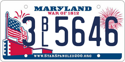 MD license plate 3BL5646