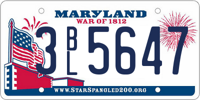 MD license plate 3BL5647