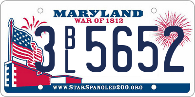 MD license plate 3BL5652