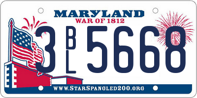 MD license plate 3BL5668