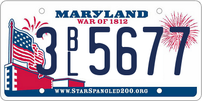 MD license plate 3BL5677