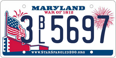 MD license plate 3BL5697