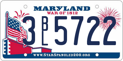 MD license plate 3BL5722
