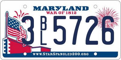 MD license plate 3BL5726