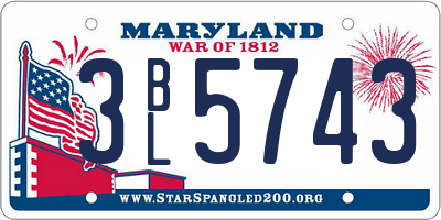 MD license plate 3BL5743