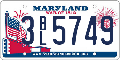 MD license plate 3BL5749