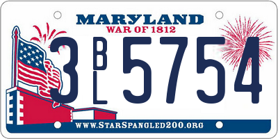 MD license plate 3BL5754