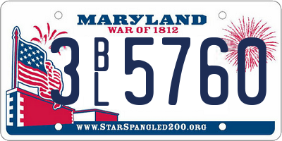 MD license plate 3BL5760