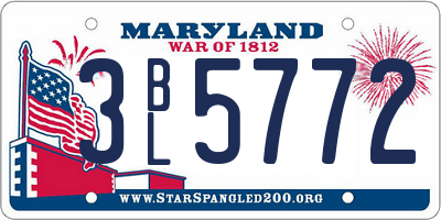 MD license plate 3BL5772