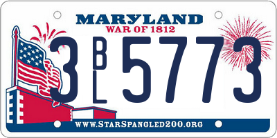 MD license plate 3BL5773
