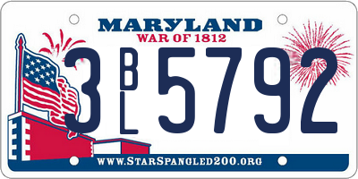 MD license plate 3BL5792