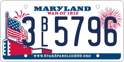 MD license plate 3BL5796