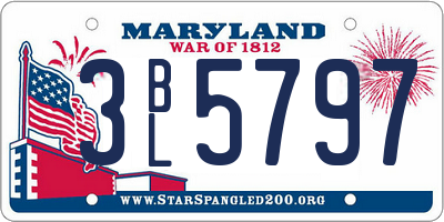 MD license plate 3BL5797