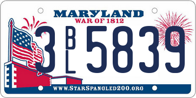 MD license plate 3BL5839