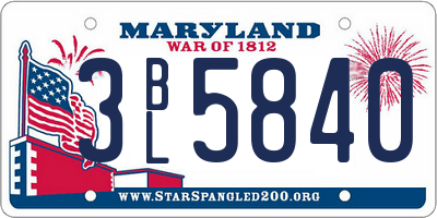 MD license plate 3BL5840