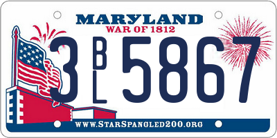MD license plate 3BL5867