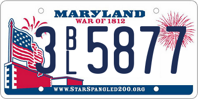 MD license plate 3BL5877