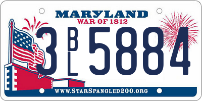MD license plate 3BL5884