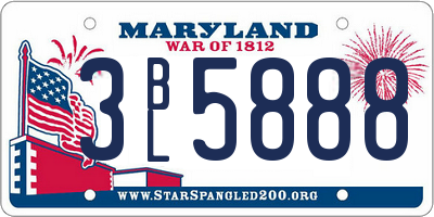 MD license plate 3BL5888