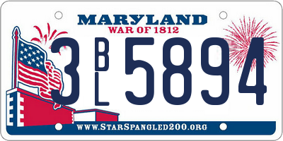 MD license plate 3BL5894