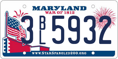 MD license plate 3BL5932