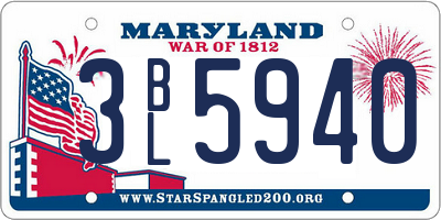MD license plate 3BL5940