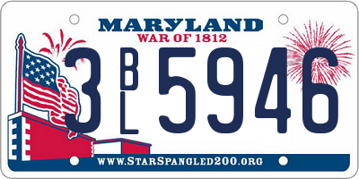 MD license plate 3BL5946