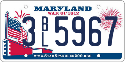 MD license plate 3BL5967
