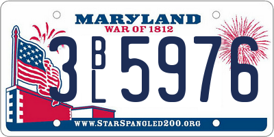 MD license plate 3BL5976