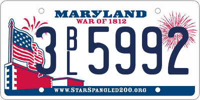 MD license plate 3BL5992