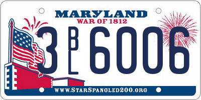 MD license plate 3BL6006