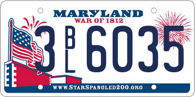 MD license plate 3BL6035
