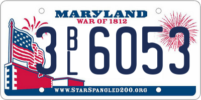 MD license plate 3BL6053