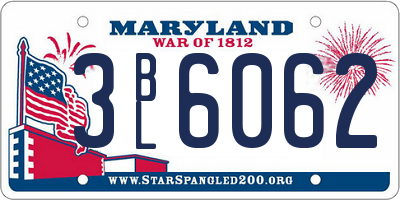 MD license plate 3BL6062