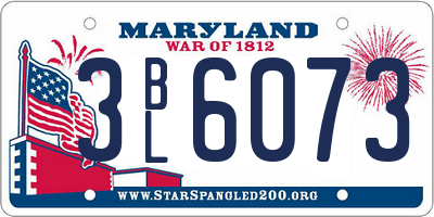 MD license plate 3BL6073