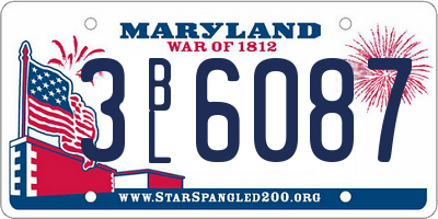 MD license plate 3BL6087