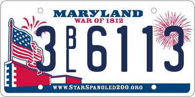 MD license plate 3BL6113