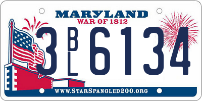 MD license plate 3BL6134