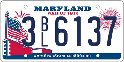 MD license plate 3BL6137