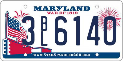 MD license plate 3BL6140