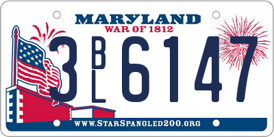 MD license plate 3BL6147