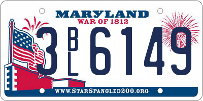 MD license plate 3BL6149