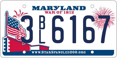 MD license plate 3BL6167