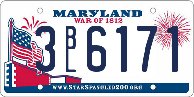 MD license plate 3BL6171